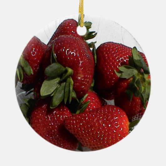 Helderrode aardbei keramisch ornament (Achterkant)