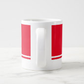 Helderrode achtergrond Witte onderrand strepen Grote Koffiekop (Achterkant)