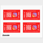 Helderrode bedrijfsnaam qr-code Instagram Rechthoekige Sticker (Vel)