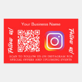Helderrode bedrijfsnaam qr-code Instagram Rechthoekige Sticker (Voorkant)