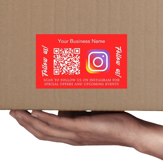Helderrode bedrijfsnaam qr-code Instagram Rechthoekige Sticker
