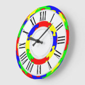 Helderrode, blauwe, groene en gele puzzel grote klok (Hoek)