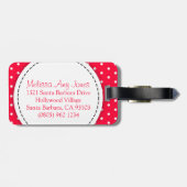 Helderrode bloemenpolka stippen met de naam bagage bagagelabel (Achterkant horizontaal)