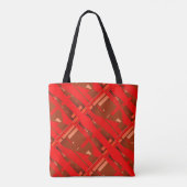 Helderrode bruine koraaldiagonale Tegel Motif Tote Bag (Achterkant)