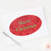 Helderrode Damask Stickers voor kerst (Envelop)