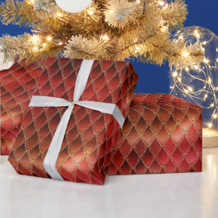 Helderrode drakenschalen cadeaupapier