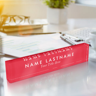 Helderrode, eenvoudige aangepaste Desk-naamplaat Naambordje