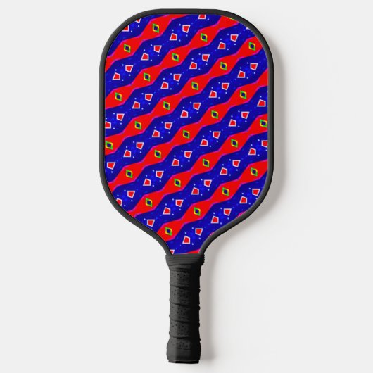 Helderrode en blauwe digitale kunst Diamond Trelli Pickleball Paddle (Achterkant)