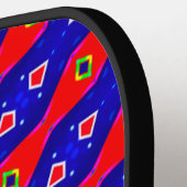 Helderrode en blauwe digitale kunst Diamond Trelli Pickleball Paddle (Links Detail)