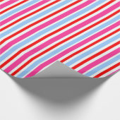 Helderrode en blauwe snoepstrepen cadeaupapier (Hoek)