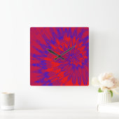 Helderrode en blauwe spiraalvormige kleurstofklok vierkante klok (Huis)