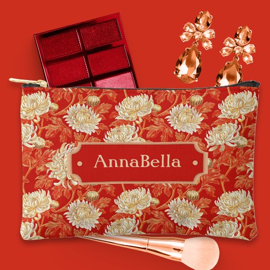 Helderrode en Crème Chrysanthemum Etui