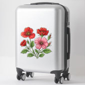 Helderrode en roze hibiscusbloemen sticker (Koffer)