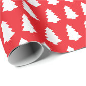 Helderrode en witte bomen Wintervakantie Cadeaupapier (Rol Hoek)