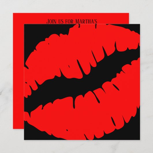 Helderrode en zwarte kus-afdruk, verbluffend en vi kaart (Voorkant / Achterkant)