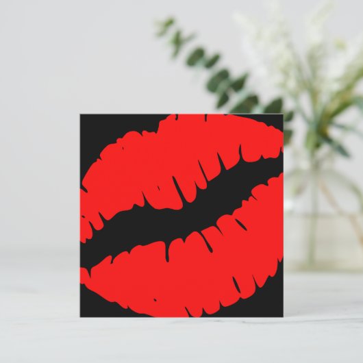 Helderrode en zwarte kus-afdruk, verbluffend en vi kaart (Staand voorkant)