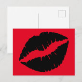 Helderrode en zwarte lipstick Kiss Briefkaart (Voorkant / Achterkant)