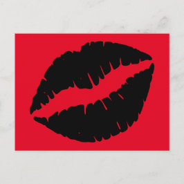 Helderrode en zwarte lipstick Kiss Briefkaart