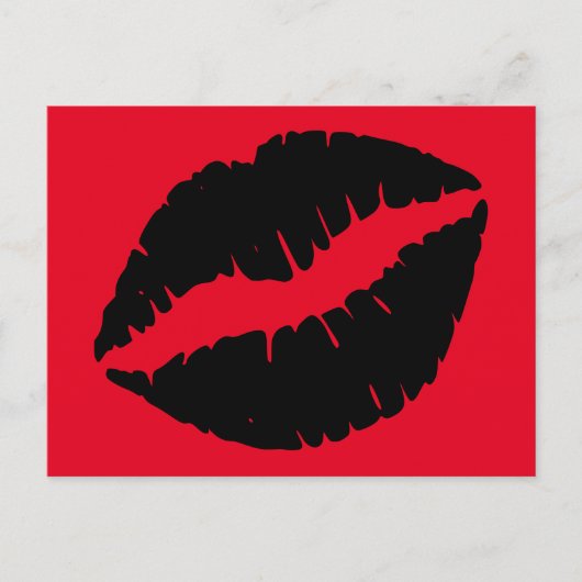 Helderrode en zwarte lipstick Kiss Briefkaart (Voorkant)