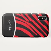 Helderrode en zwarte Zebra Stripe telefoondraagtas Case-Mate iPhone Case (Achterkant (horizontaal))