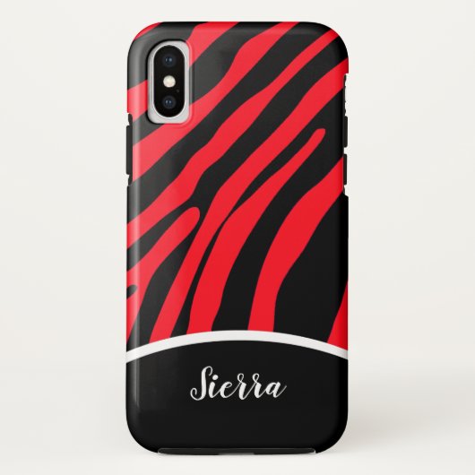 Helderrode en zwarte Zebra Stripe telefoondraagtas Case-Mate iPhone Case (Achterkant)
