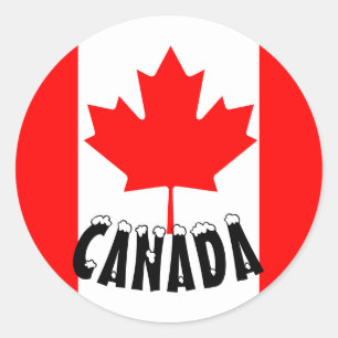 Helderrode esdoornblad Canada-vlag Ronde Sticker