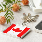 Helderrode esdoornblad Canada-vlag Sleutelhanger (Zijkant)