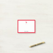 Helderrode Flamingo en Rand op Wit met Naam Post-it® Notes (Op bureau)
