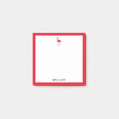Helderrode Flamingo en Rand op Wit met Naam Post-it® Notes (Voorkant)