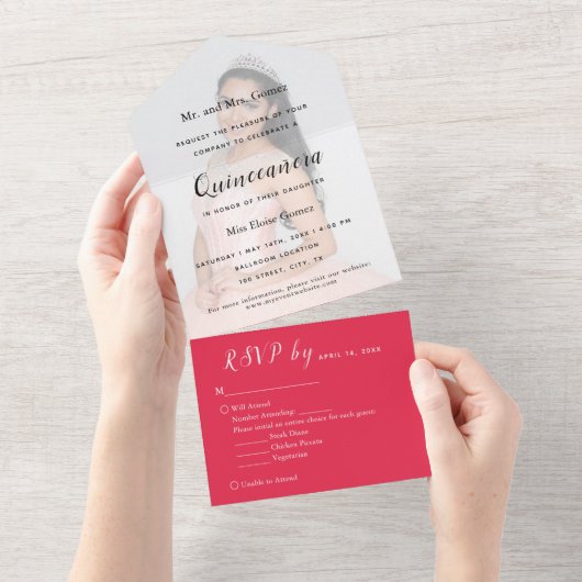 Helderrode fotobehang RSVP-evenement uitnodiging (Afscheurbaar)