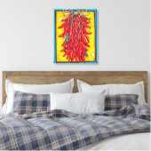 Helderrode gele Chili Pepper Ristra Lizard Canvas Afdruk (Insitu (Slaapkamer))