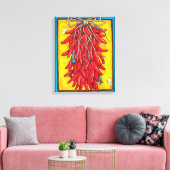 Helderrode gele Chili Pepper Ristra Lizard Canvas Afdruk (Insitu (Woonkamer))