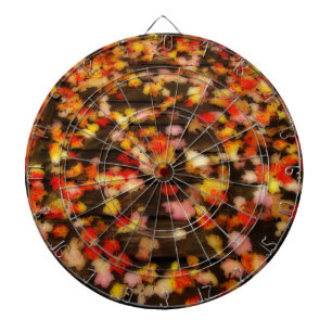 Helderrode gele herfstleien dartbord