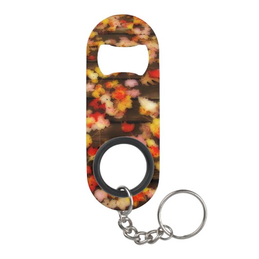 Helderrode gele herfstleien mini flessenopener (Achterkant)