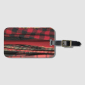 Helderrode geplakte afdruk bagagelabel (Voorkant (horizontaal))