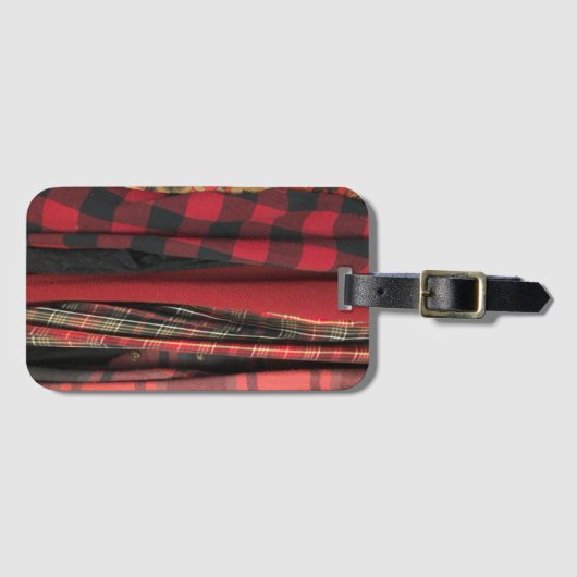 Helderrode geplakte afdruk bagagelabel (Voorkant (horizontaal))