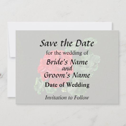 Helderrode Geranium Save The Date (Voorkant)