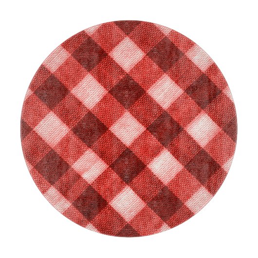 Helderrode gingham: close-up textuur. snijplank (Voorkant)