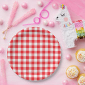 Helderrode Gingham Landelijk Papieren Bordje (Feest)