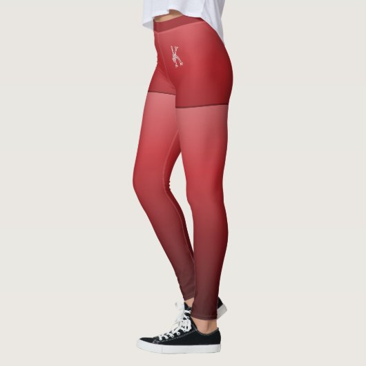 Helderrode gradiënt, Fake Shorts, aangepast monogr Leggings (Links)