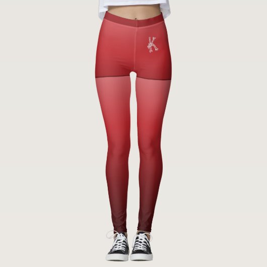 Helderrode gradiënt, Fake Shorts, aangepast monogr Leggings (Voorkant)