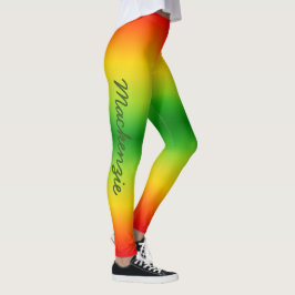 Helderrode, groene, tropische kleuren, Jouw naam Leggings