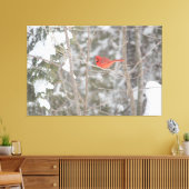 Helderrode kardinaal canvas afdruk (Insitu (Woonkamer))