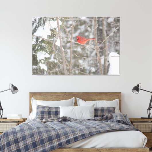 Helderrode kardinaal canvas afdruk (Insitu (Slaapkamer))