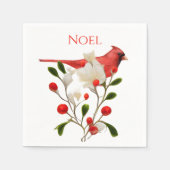 Helderrode kardinaal op een Berry Branch Servet (Voorkant)