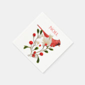 Helderrode kardinaal op een Berry Branch Servet (Hoek)