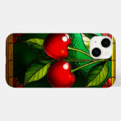 Helderrode kersen en groene bladeren Case-Mate iPhone case (Achterkant (horizontaal))