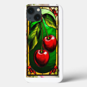 Helderrode kersen en groene bladeren Case-Mate iPhone case