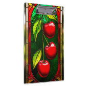 Helderrode kersen en groene bladeren klembord (Rechts)