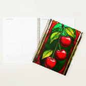 Helderrode kersen en groene bladeren planner (Display)